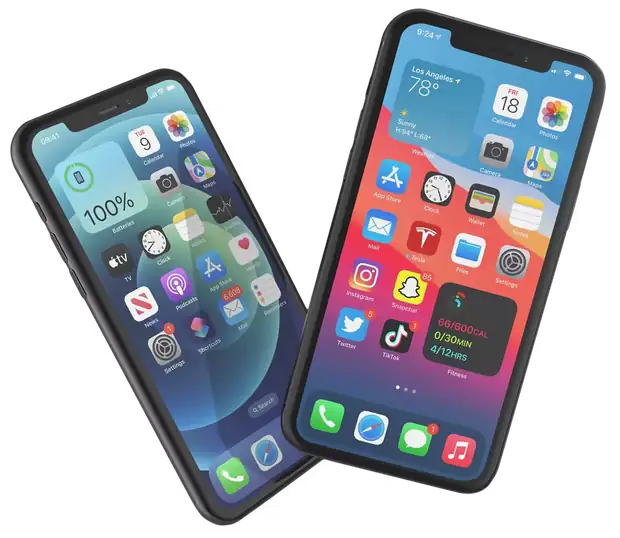 Two smartphones showing app screens